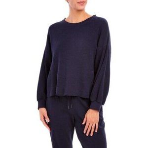 NWT Sage Collective 100% Cotton Navy Thermal Top Back Slit Hem Size M